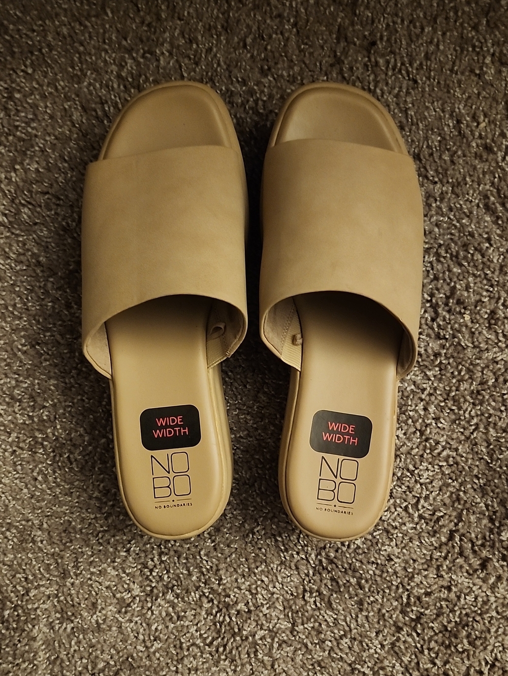 NOBO Wide Width Slide Sandals in Tan
